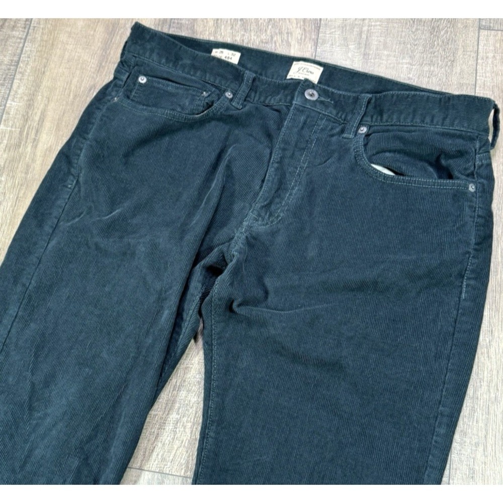 J.Crew 484 Urban Olive Green Corduroy Slim Fit Dress Pants Sz 35x31 Mens Casual